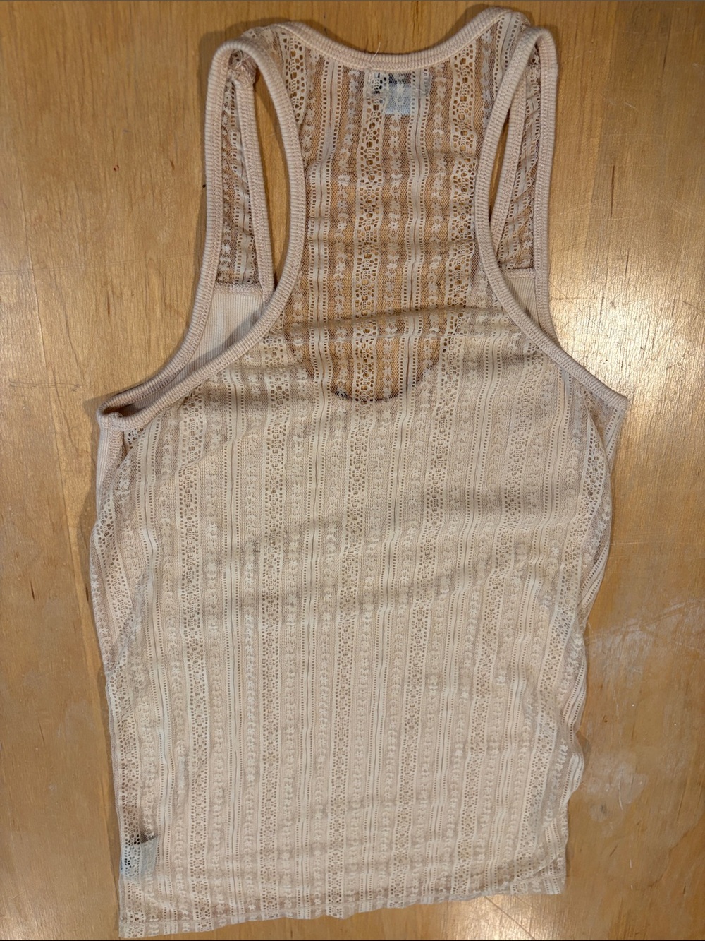 rebels ~ Cream Beige Lace-Striped Racerback Tank